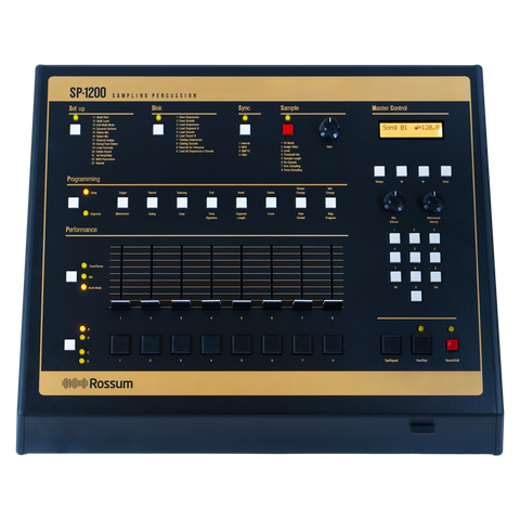 main photo of top/front of SP-1200 with gold silkscreen
