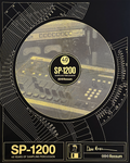 main photo of vinyl groove and waveform inspired gold foil poster design