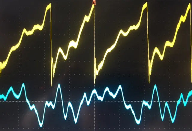 Oscilloscope: sawtooth phase-modulated by a violin sample