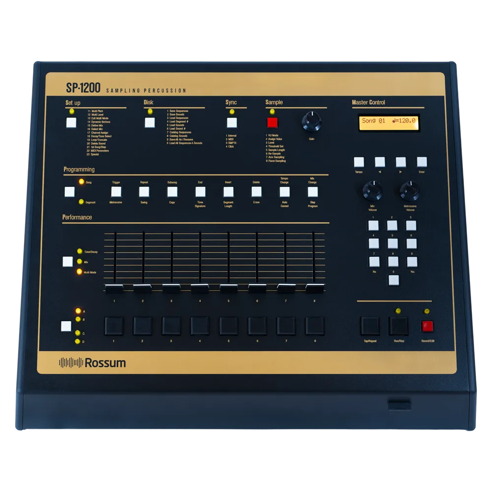 SP-1200 40th Anniversary Edition top panel with gold silkscreen legends